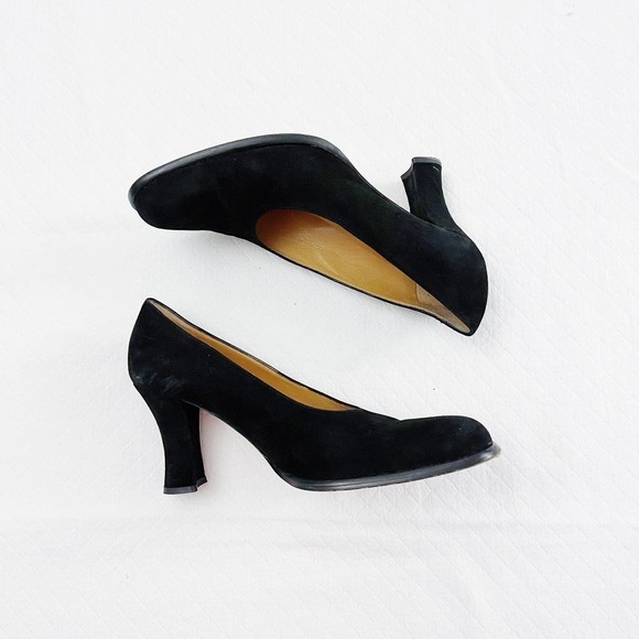 Hobbs VTG Black Suede Pump Round Toe sz39.5 - Picture 4 of 11